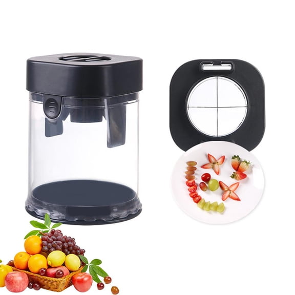 Grape Slicer Tool,Kitchen Fruit Slicers,Grape and Tomato Cutter, One Second Fruit Slicer for Tomatoes,Grapes Quarter Cutters,Fruits Push Cutter for Small Fruits - Black