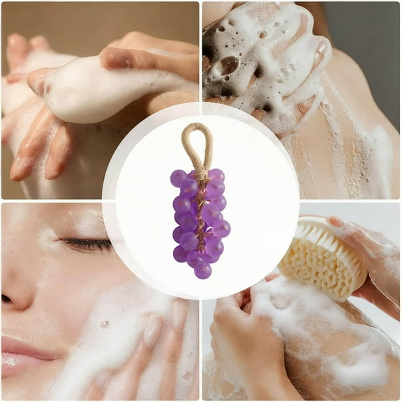 Grape Soap On A Rope, Personalized Handmade Crystal Grape Soap Gentle Cleansing Soap, Grape Soaps on a Rope for Women Men, Unique Decorative Grape Shaped Soap for Bathroom Home [Box] PURPLE