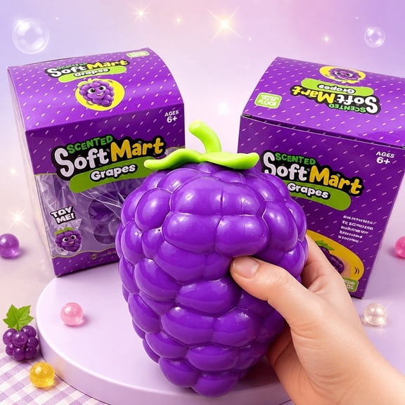 Grape Squishy - Realistic Slow-Rising Fruit Squeeze Ball, Pineapple Stress Balls Fidget Sensory Toys for Birthday Gift & Party Favor