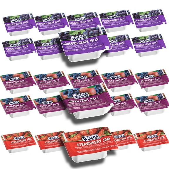 Grape, Strawberry, & Mixed Fruit Jelly .5 oz. Portion Cups l Pack of 50