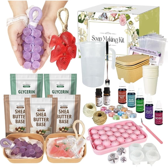 Grape & Strawberry Soap Making Kit for Adults Beginners Making Soaps