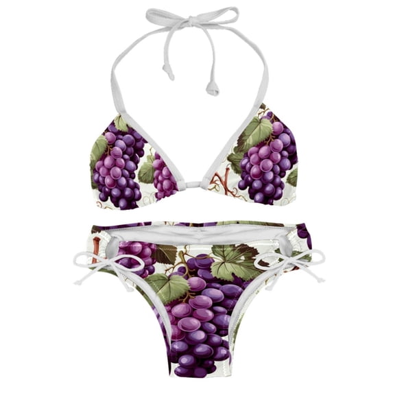 Grape Swim Suit Women Bikini Set Detachable Sponge Adjustable Strap Two-Pack Swim Wear