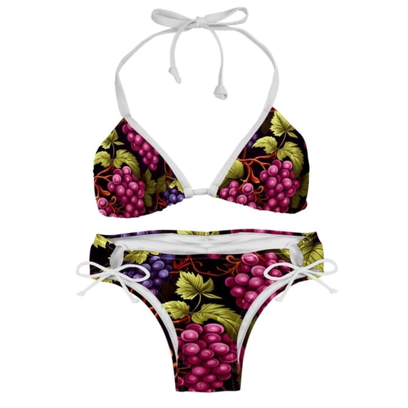 Grape Swimming Suits Women Bikini Sets, Detachable Sponge, Adjustable Strap, Two-Pack - Ideal for Beach and Pool Parties