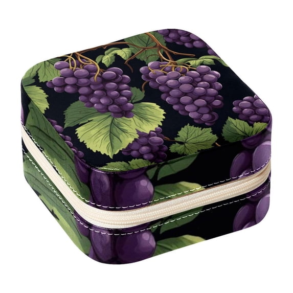 Grape Travel Portable Square Bracelet Holder Organizer Box with Necklace Holder - Jewelry Organizer for Girls and Women