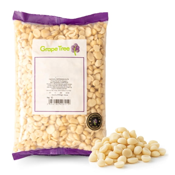 Grape Tree Natural Macadamia Nuts 1KG. Perfect For Snacking. Pasteurised Macadamia Nuts Ideal For Baking, Cooking And Adding To Smoothies. Low-GI Nuts Snacks For Everyday. Keto Healthy Snack
