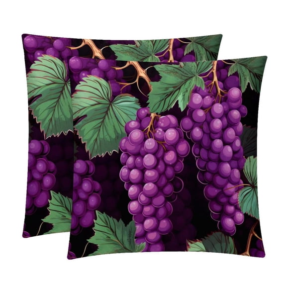 Grape Velvet Throw Pillow Covers Set of 2 | Unique Patterns in 16x16, 18x18, 20x20 Inches |for Home Decor and Gifts | Includes Pillow Inserts | Throw Pillow Inserts Included