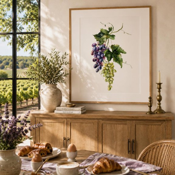 Grape Vine Print Tuscan Vineyard Kitchen Art Italian Wine Country Decor, Unframed Paper Print