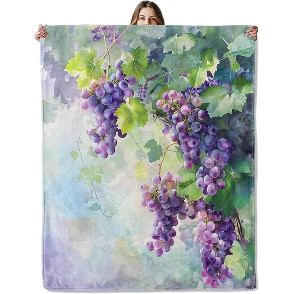Grape Vine Throw Blanket for Girls Boys Kids Adults, 50x60 in, Cozy Flannel Blanket for Bedroom, Camping, Couch, Room Decor, Fuzzy Warm Soft Gifts