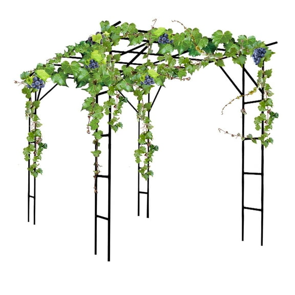 Grape Vine Trellis - Size: 78.8 * 78.5 * 59 inches - Large Outdoor Garden Arch Trellis, Used for Outdoor Climbing of Plants, Courtyard and Garden Decoration of Pavilions (Black)