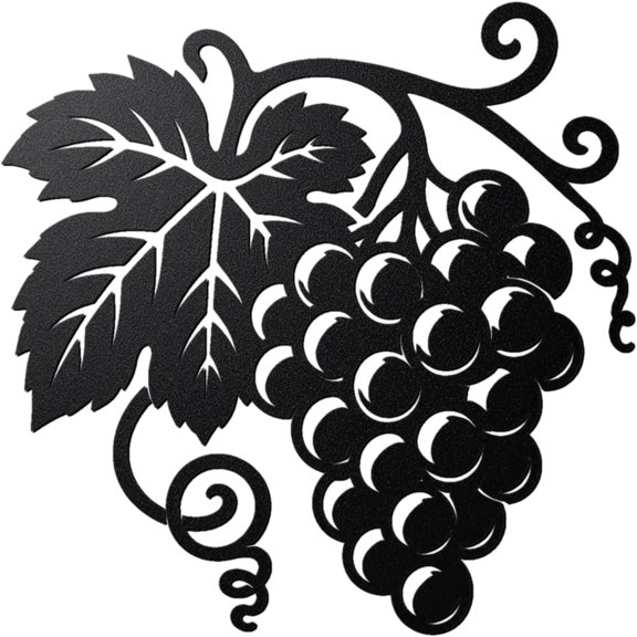 Grape vine fruit metal wall art metal signs metal outdoor decor rustic | Rustic grape vine fruit metal wall art that adds vineyard charm to kitchen or patio walls.