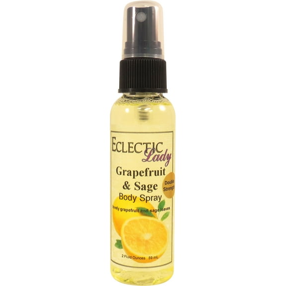 Grapefruit And Sage Body Spray, Eclectic Lady, Hydrating Mist, Unisex (Double Strength), 2 oz