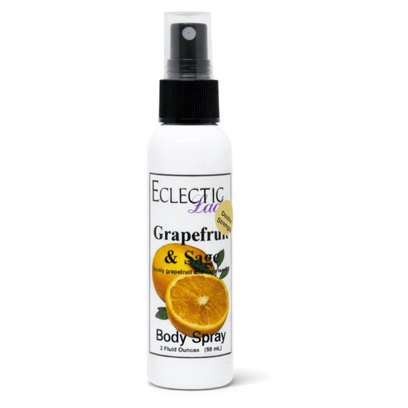 Grapefruit And Sage Body Spray, Eclectic Lady, Hydrating Mist, Unisex (Double Strength), 2 oz