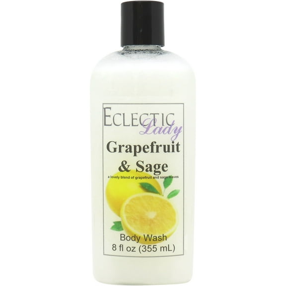Grapefruit And Sage Body Wash by Eclectic Lady, Liquid Shower Gel for Women and Men, 8 Ounces