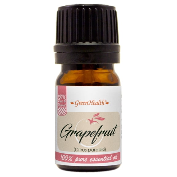 GreenHealth Grapefruit Essential Oil 1/6 fl oz (5 ml) Glass Bottle with Euro Dropper