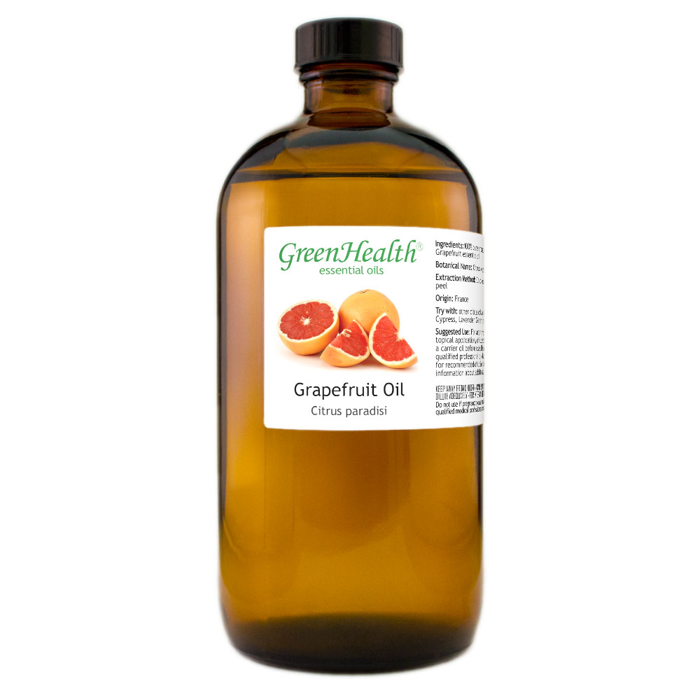 Grapefruit Essential Oil - 16 fl oz (473 ml) Glass Bottle w/ Cap - 100% Pure Essential Oil by GreenHealth