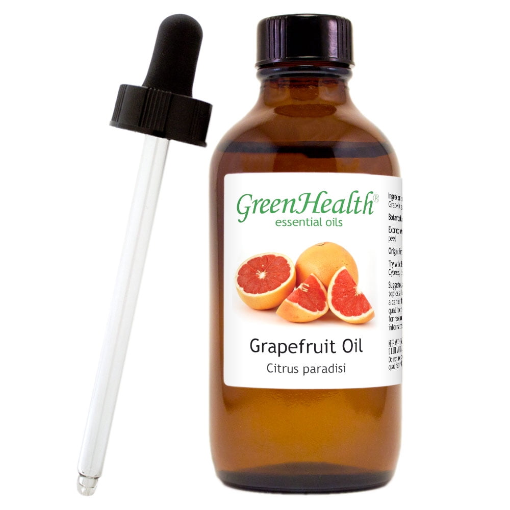 Grapefruit Essential Oil - 4 fl oz (118 ml) Glass Bottle w/ Cap and Glass Dropper - 100% Pure Essential Oil by GreenHealth