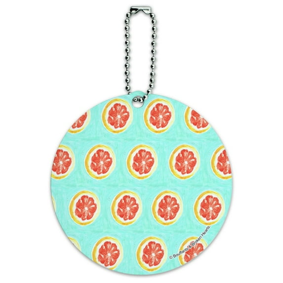 Grapefruit Fun Round Luggage ID Tag Card Suitcase Carry-On