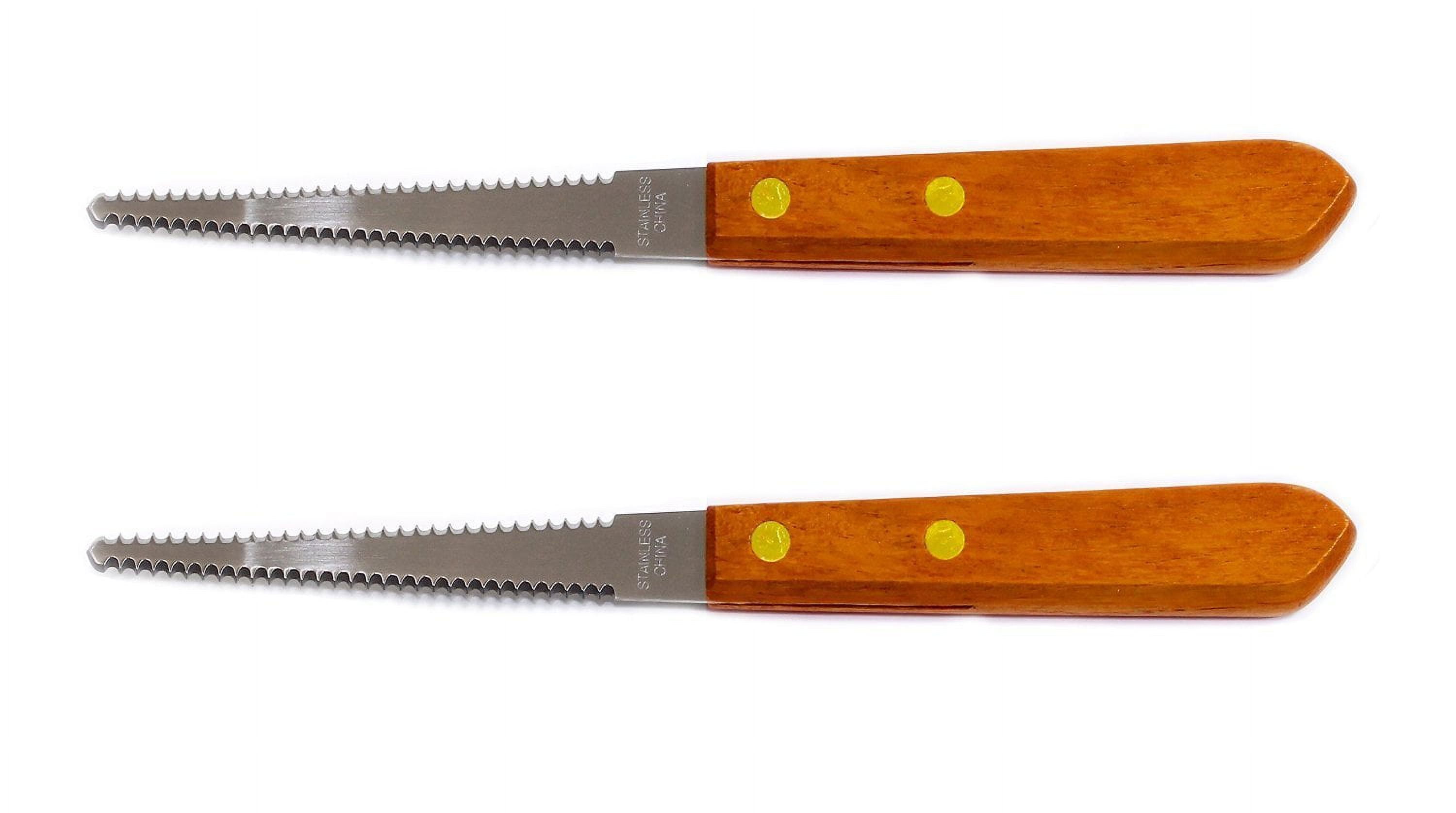 Curved Edge Grapefruit Citrus Cutting Knife Serrated Stainless Steel Blade with Wooden Handle
