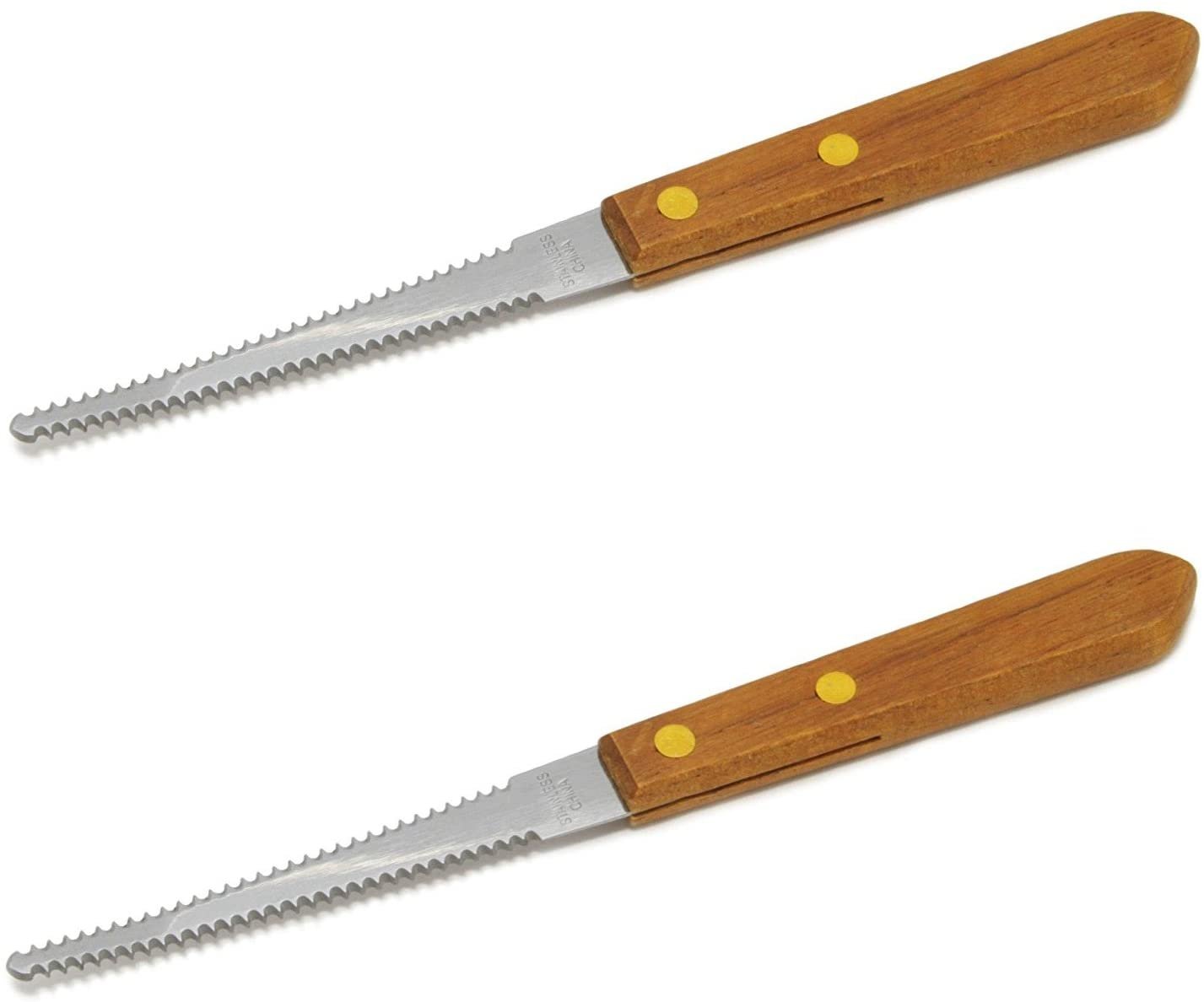 Grapefruit Knife Serrated Stainless Steel Blade with Wooden Handle (Set of 2 Knives)