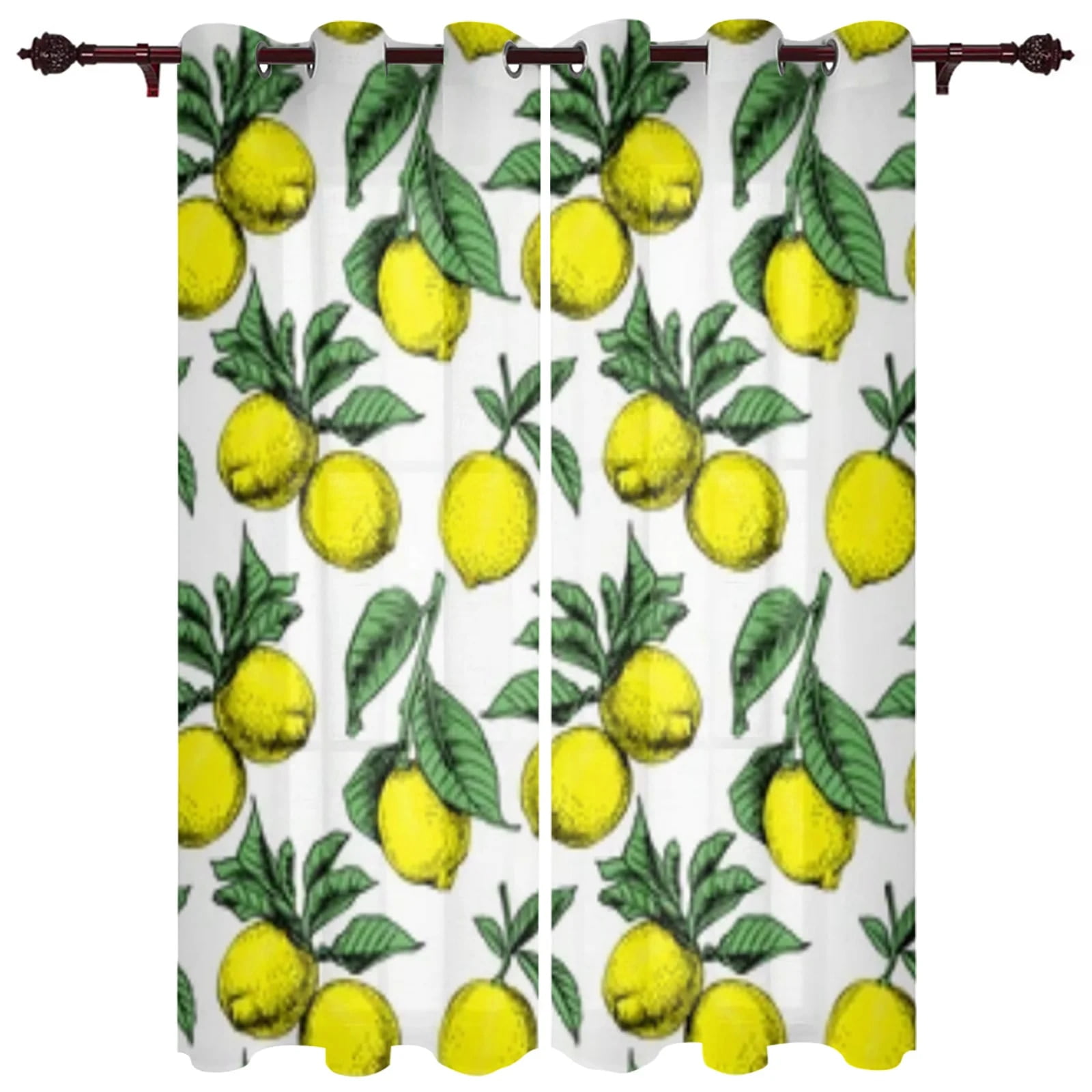 Grapefruit Lemon Watercolor Painting Window Curtains Home Decor Living 