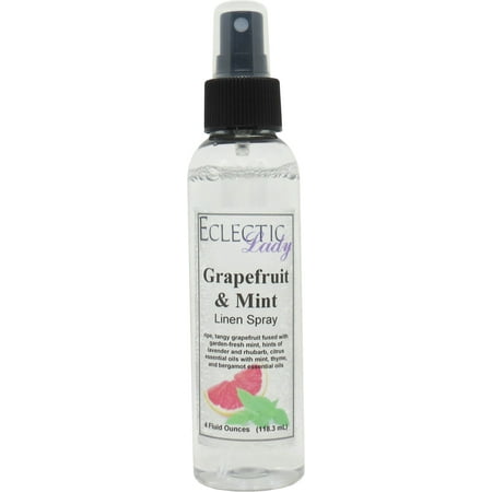Grapefruit and Mint Linen Spray (Double Strength), 4 ounces - Eclectic Lady Sheet and Linen Spray - No Artificial Colors, Parabens, or Preservatives - Long-Lasting Scent for Bed, Fabric & Pillow