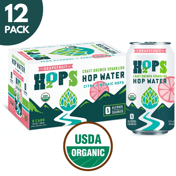 Grapefruit Organic Hop Water 12 pack 12oz cans (Zero Alcohol - Zero Calorie - Gluten Free) NA Beer