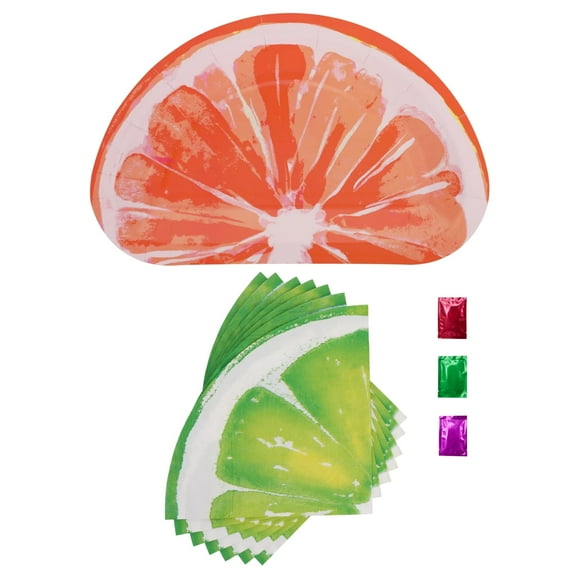 Grapefruit Paper Plates 10Ct & Lime Napkins 16Ct, Summer Fruit Party Supplies, Disposable Plates and Napkins for BBQ Picnic Pool Party Tropical Theme Beach Birthday Luau w/ Snoep in Beperkte Oplage