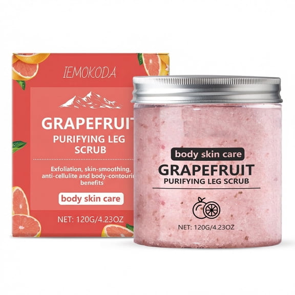 Grapefruit Purifying Leg Scrub - Exfoliating Sea Salt Body Scrub for Smooth & Contoured Legs, Anti-Cellulite & Detoxifying Skin Care, Refreshing Citrus Scent, 4.23oz (120g)