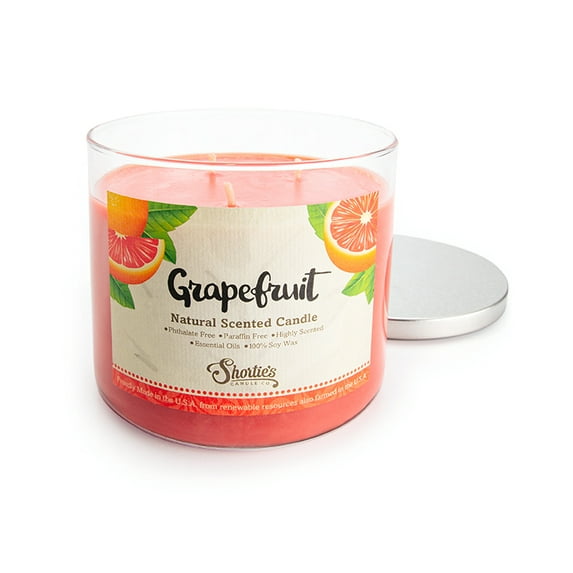 Grapefruit Scented 3 Wick Candle - All Natural - Made with 100% Responsibly Sourced Soy and Essential Fragrance Oils - Phthalate & Paraffin Free, Vegan, Non-Toxic