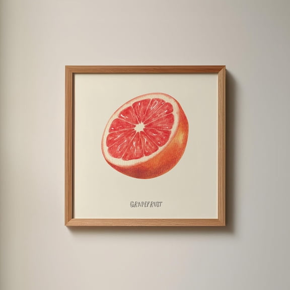 Grapefruit, Simple Kitchen Collection Art Print, Trendy Decor, Cottage, Fruit Market On Demand Wall Art, Modern Wall Decor, 24x24 UNFRAMED