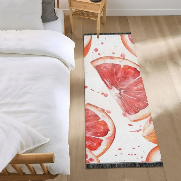 Grapefruit Splash Watercolor Orange Bedroom Runner Rug 2'x 6' Non Slip Carpet Indoor Home Area Rug Living Room