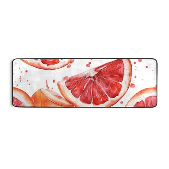 Grapefruit Splash Watercolor Orange Runner Rug for Hallways Kitchen Non Slip 2'x 6' Washable Hall Carpet for Bedroom Entryway Laundry Room