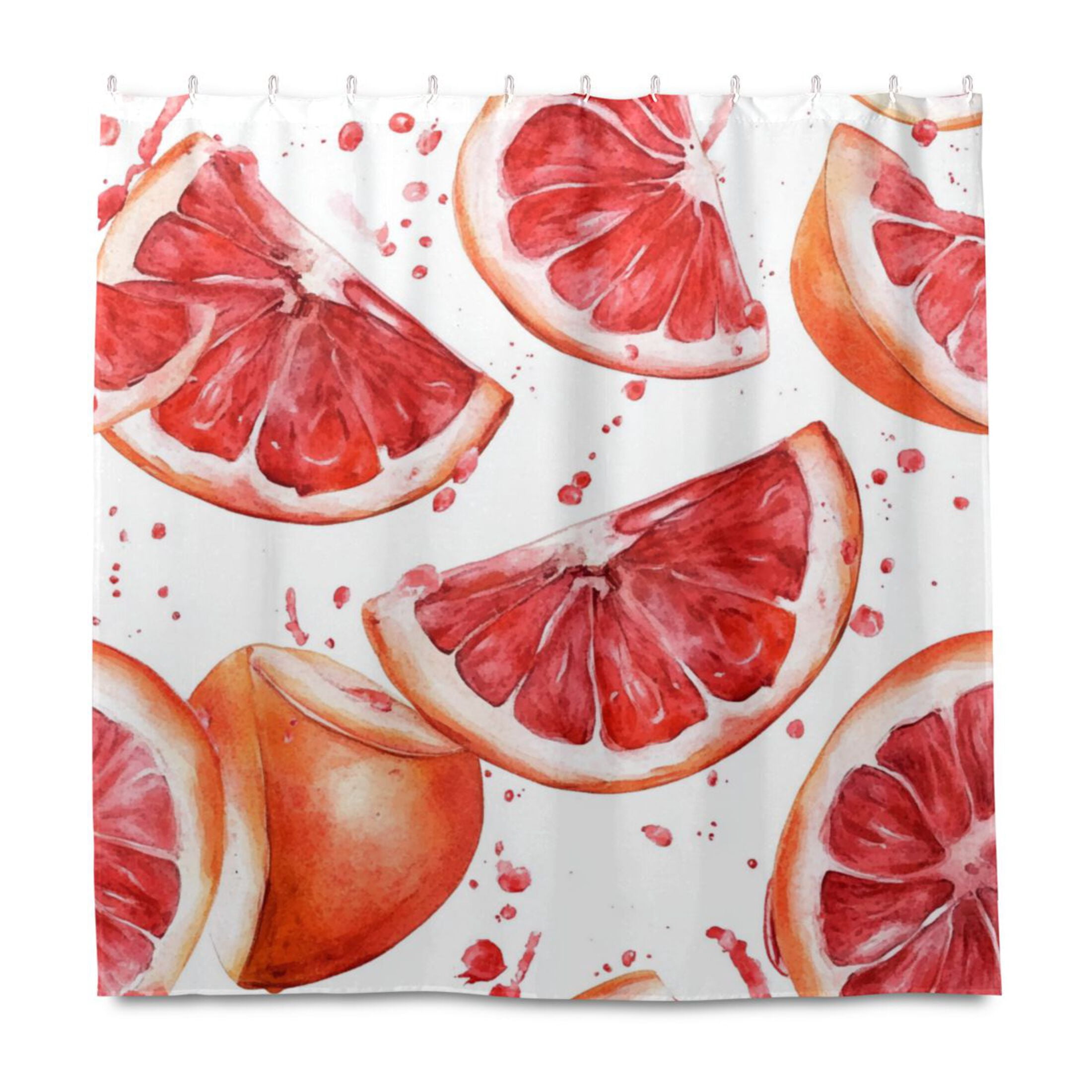 Grapefruit Splash Watercolor Orange Shower Curtain Liner 72x72 Inch ...