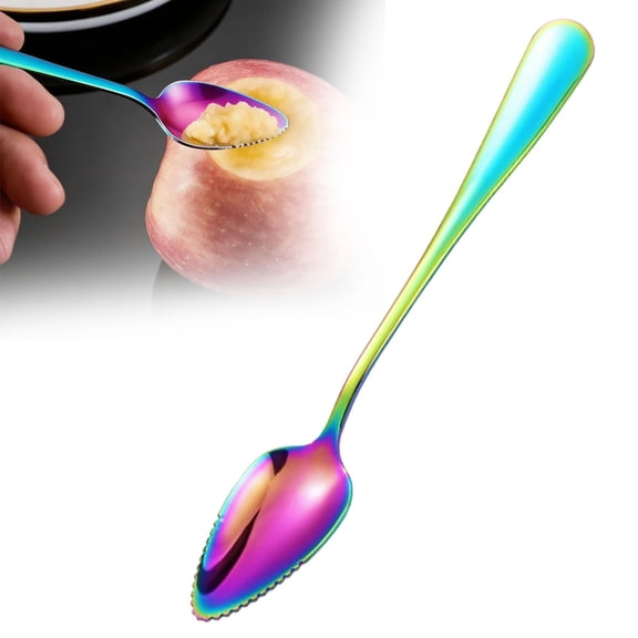 Grapefruit Spoon, 6.49inch Stainless Steel Fruit Spoon with Serrated Edge, Dessert Spoons for Ice Cream Scoop, Citrus Utensil for Scraping Fruit, Vegetable Cheese Cutter, Multipurpose Kitchen Tool