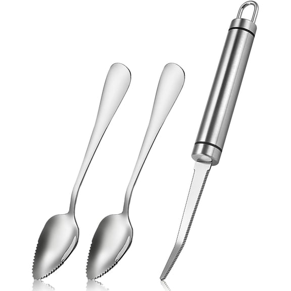 Grapefruit Spoon Knife Serrated Edge Stainless Steel Fruit Knife Grapefruit Utensils Tool Dessert Spoons for Citrus Lemon Kiwi Melon Pitaya Apple Fruit Puree