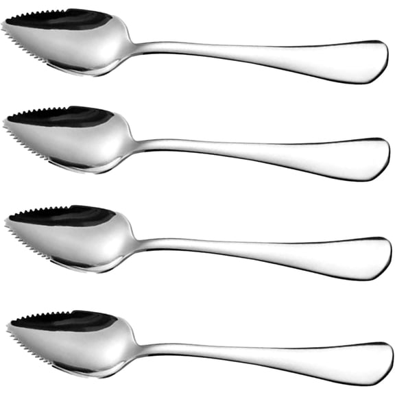 Grapefruit Spoon Stainless Steel Fruit Spoon, Stainless Steel Spoon, Serrated Edge Ice Cream Scrape Cut Spoons For Fruit Dessert Cheese Vegetables Kitchen Tool with Non-stick Pla