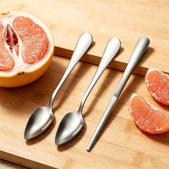 Grapefruit Spoons,Grapefruit Spoons With Serrated Edge,3 Piece Stainless Steel Grapefruit Spoon And Knife Set Thick Handle Fruit Utensil For Grapefruit, Kiwi, Apple, Citrus Fruit & Dessert.