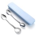 thumbnail image 1 of Grapefruit Spoons Serrated Double-Headed Grapefruit Spoons Mud Scraping Spoon Stainless Steel Grapefruit Spoon Utensil Set with Storage Box for Kiwi, Dessert, Apple, Citrus Fruit Pack of 2, 1 of 7