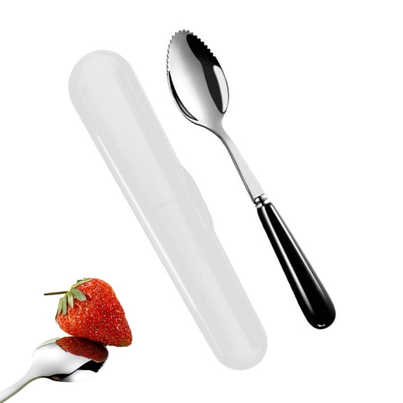Grapefruit Spoons with Round Serrated Edges for Fruit and Dessert, Ceramic Handle Stainless Steel Spoons with Storage Box