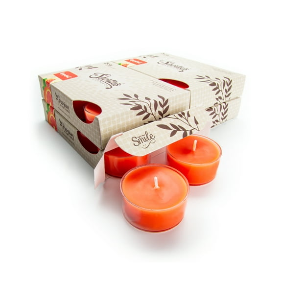 Grapefruit Tealight Candles Bulk Pack - 24 Pink Premium Scented Tea Lights - Essential & Natural Oils - Shortie's Candle Company