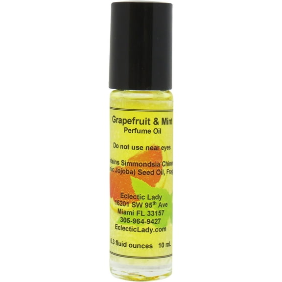Grapefruit and Mint Perfume Oil, 0.3 Oz Portable Roll-On Fragrance