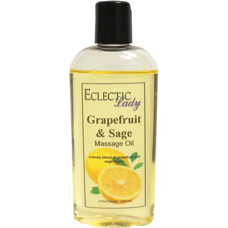 Grapefruit and Sage Massage Oil by Eclectic Lady, 4 oz, Sweet Almond Oil and Jojoba Oil
