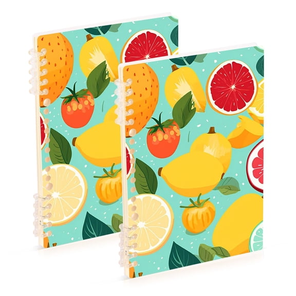 Grapefruits Pears Lemons Ring Binder Notebook Journey Note Diary College Ruled Spiral Notebook Study Loose Leaf Paper A5 60 Pages