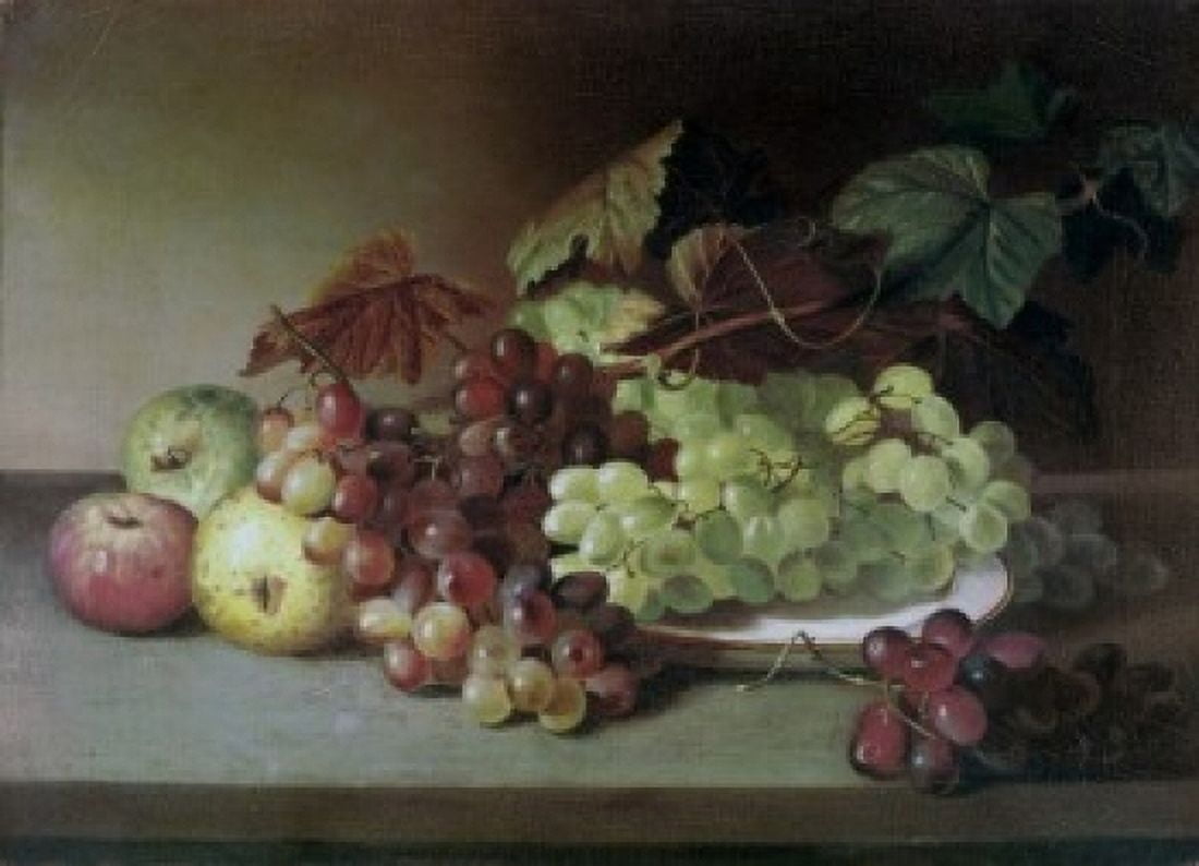Grapes And Apples James Peale (1749-1831 American) Canvas Art - James Peale (24 x 36)