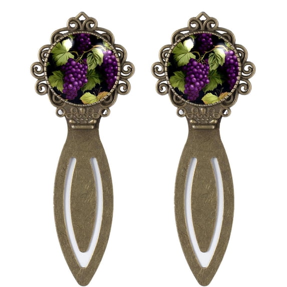 Grapes Copper-Colored Lace Bookmarks Set of 2 - Stainless Steel Book Accessories for Readers and Book Lovers