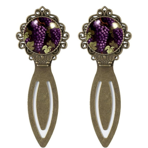 Grapes Copper-Colored Lace Bookmarks: Stainless Steel Book Markers Set for Readers and Book Lovers