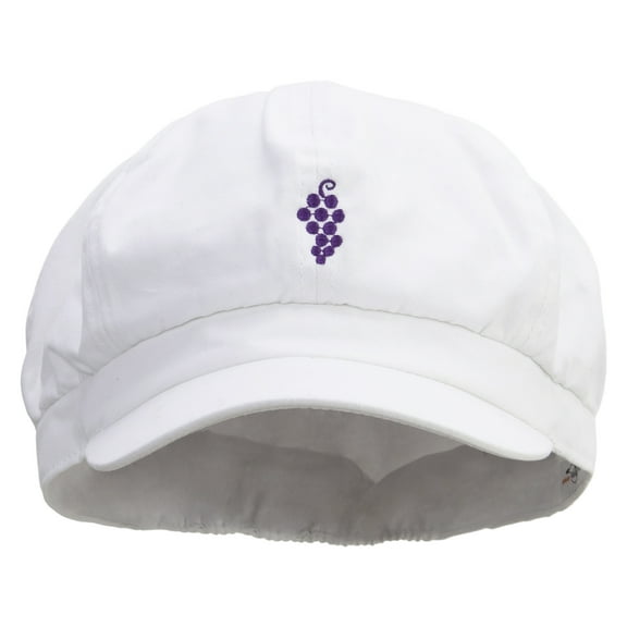 Grapes Embroidered Cotton Elastic Big Size Newsboy Cap - White 2XL-3XL