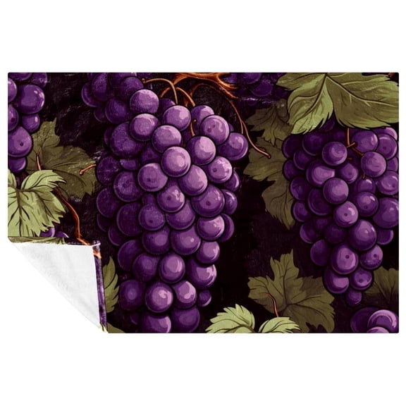 Grapes Fluffy and Soft Microfiber Throw Blanket - Printed Lightweight Blanket for Sofa, Bed, Couch, Office, Camping - Cozy Throw Blanket for All Seasons