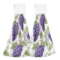 Grapes Fruit 2pcs Bathroom Hanging Towels Velcro Soft Hand Towel Absorbent Tie Towels for Kitchen Toilet Tea Bar Washcloth
