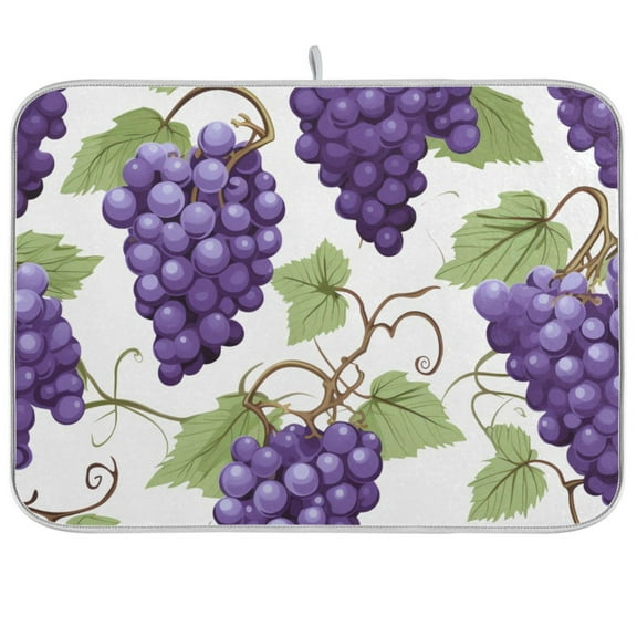 Grapes Fruit Dish Drying Mat Microfiber Kitchen Pad Large Counter Absorbent Dish Mats Drainer Rack 18"x24"